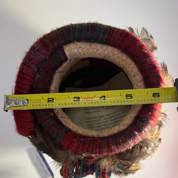 Handmade Art Of Coiling Basket Native American Design Gold Emblem Feathers - Picture 9 of 11